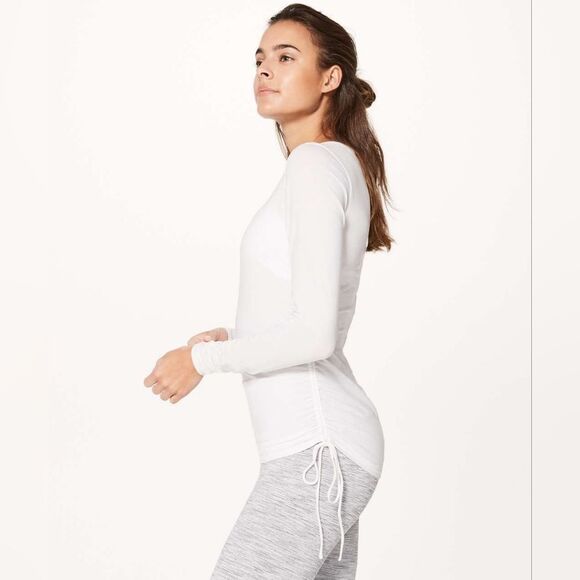 Lululemon White Cinch It Long Sleeve Shirt - Picture 1 of 6